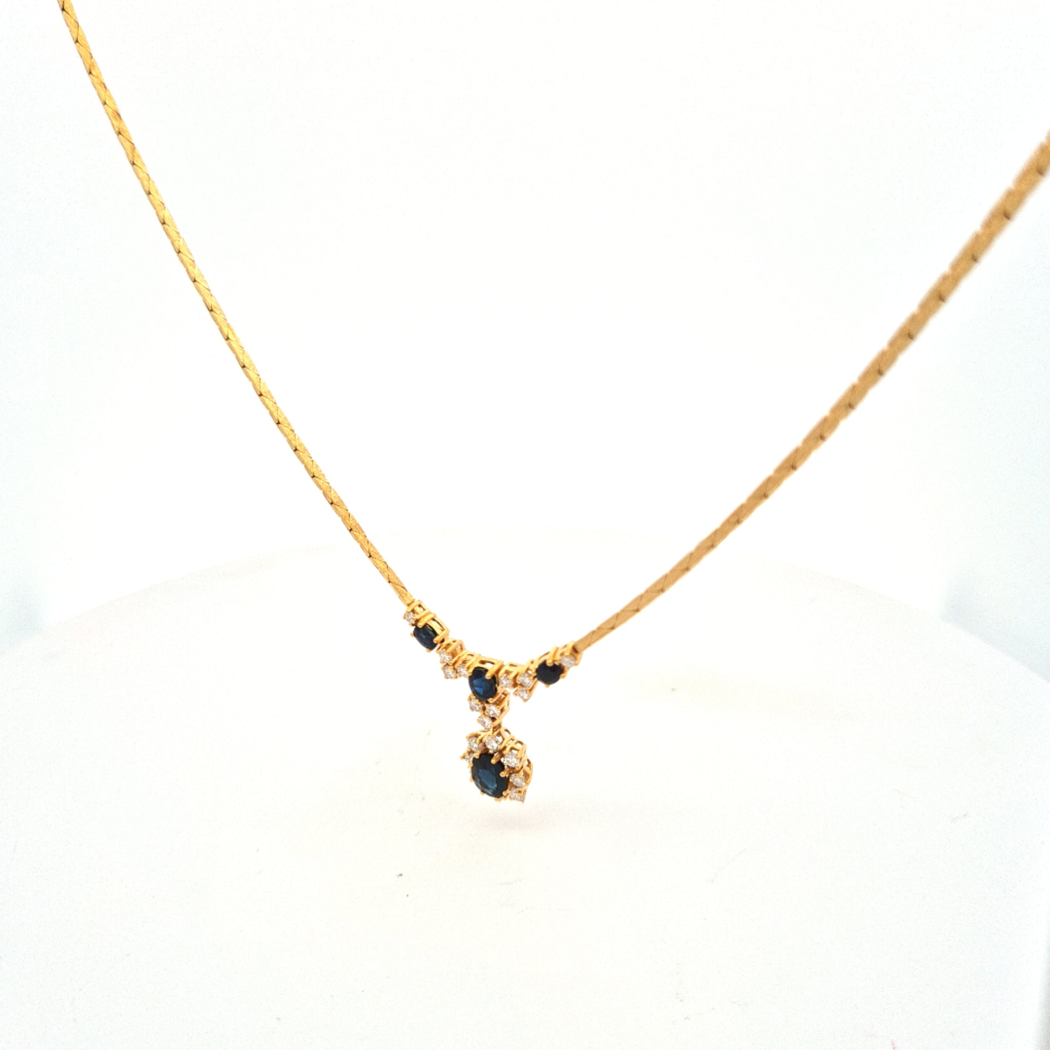 14k geel gouden collier met saffieren en diamanten