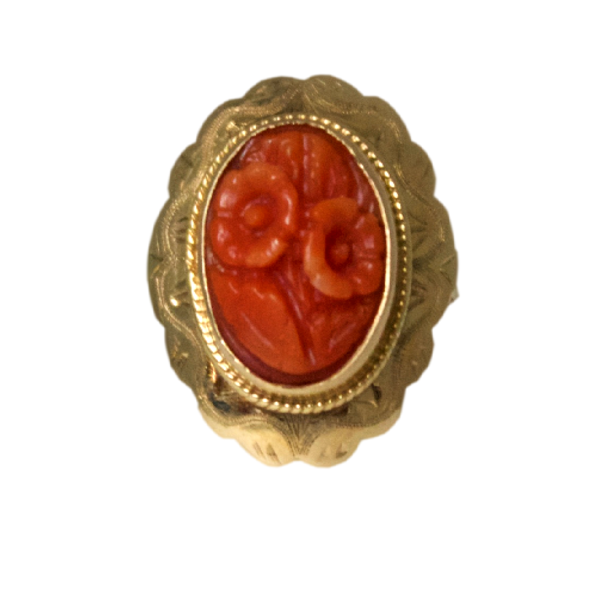 Red Coral Cameo Ring