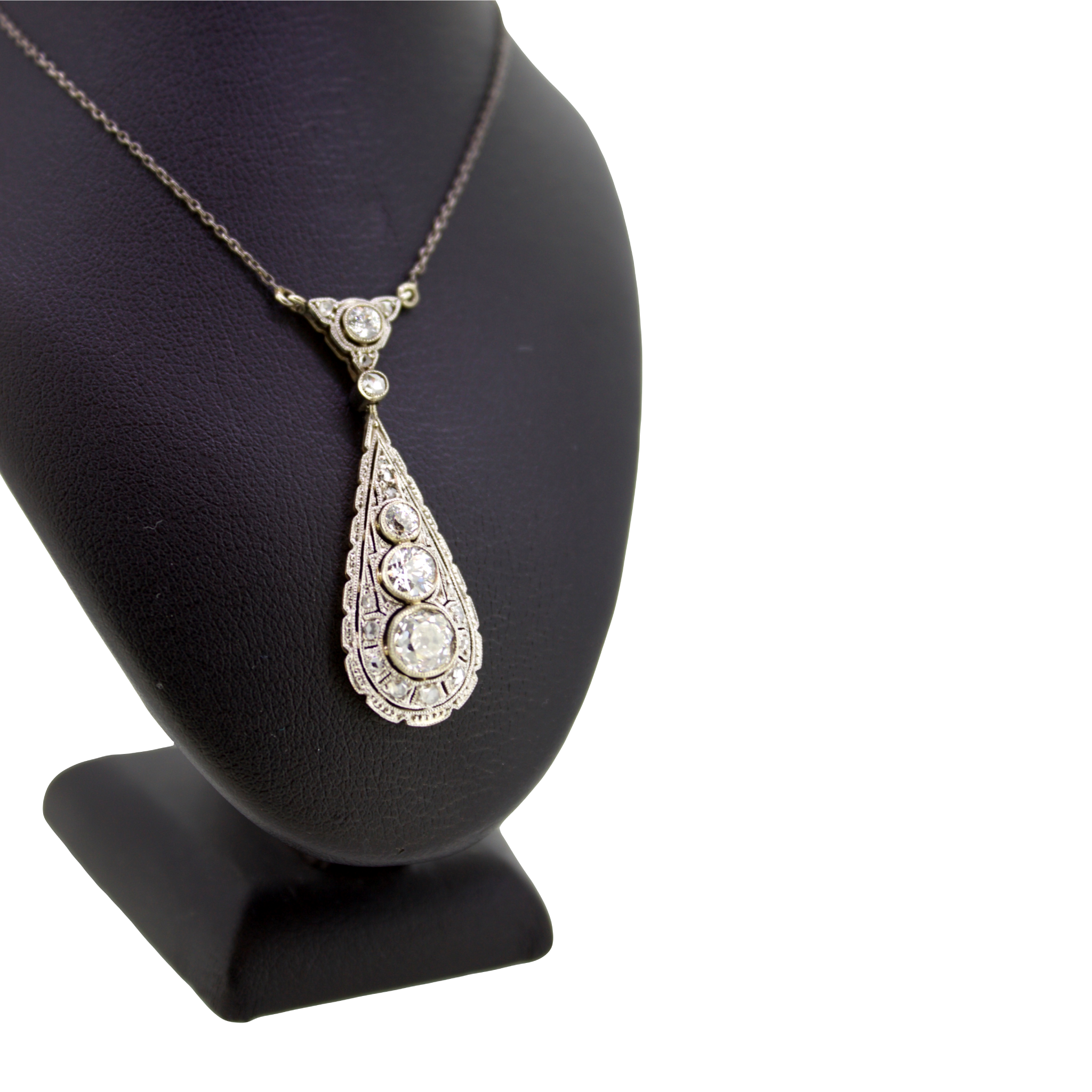 White Gold Antique Art Deco Diamond Necklace