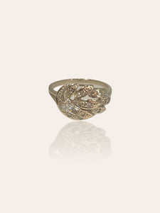 White gold ring in the shape of a leaf