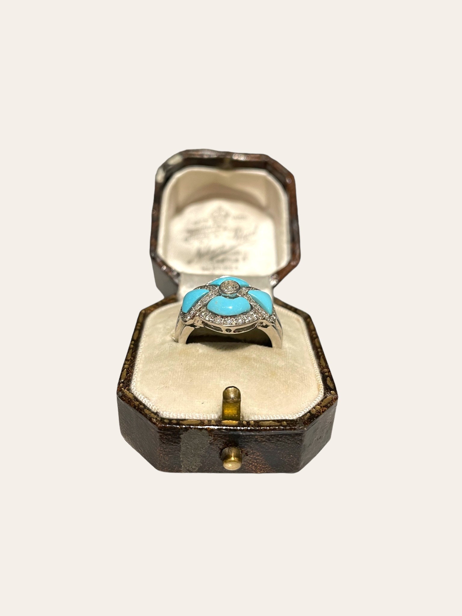Vintage witgouden ring met Turkoois