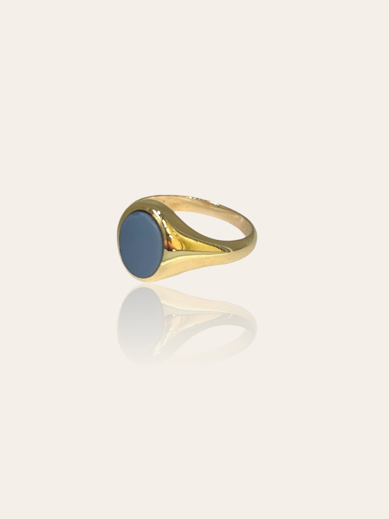 14K Signet ring with blue bearing stone